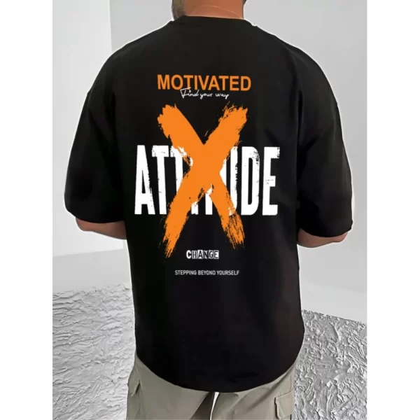 Generic Men's Casual Cotton Blend Printed Round Neck Half Sleeve T-Shirt (Black) - Image 4