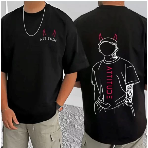 Generic Men's Casual Cotton Blend Printed Round Neck Half Sleeve T-Shirt (Black) - Image 3