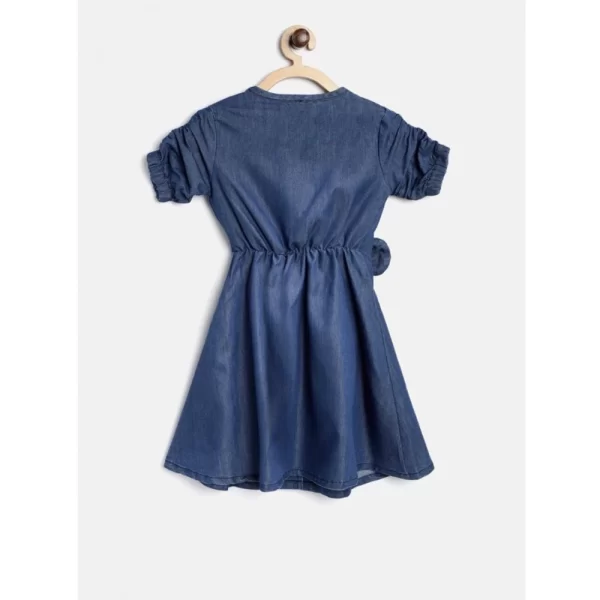 Generic Girl's Denim Striped Sleeveless Round Neck Dress (Blue) - Image 4