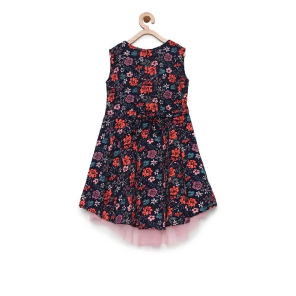 Generic Girl's Polyester Crepe Embellished Sleeveless Round Neck Dress (Multicolor) - Image 4