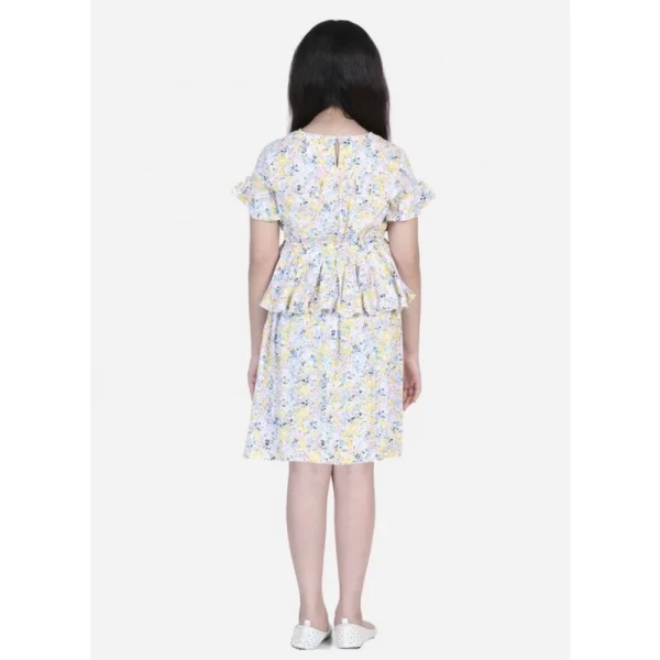Generic Girl's Rayon Floral Printed Short Sleeve V-Neck Dress (Multicolor) - Image 4