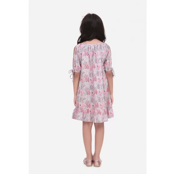 Generic Girl's Cotton Floral Printed Sleeveless Round Neck Dress (Pink) - Image 3