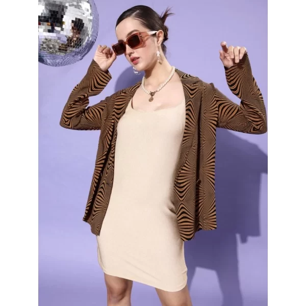 Generic Women's Polyester Lycra Embellished Square Neck Sleeveless Dress (Gold) - Image 4