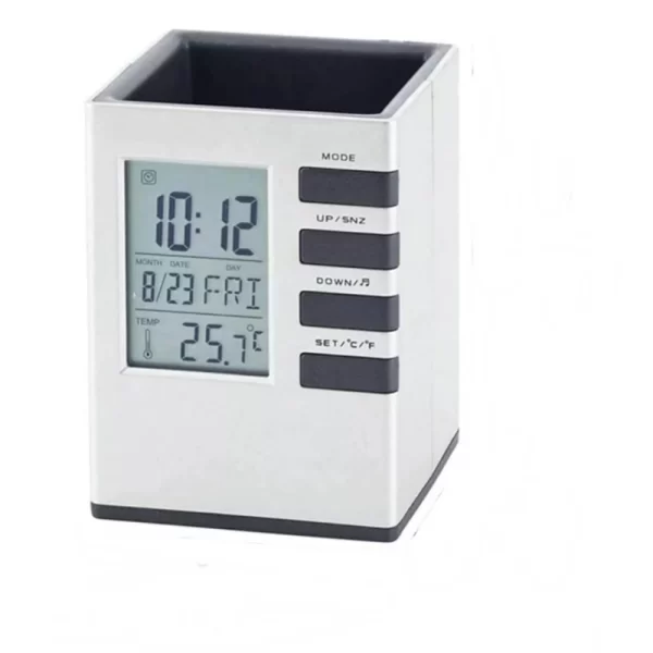 Generic Plastic Pen Holder With LCD Display Digital Alarm Clock - Image 3