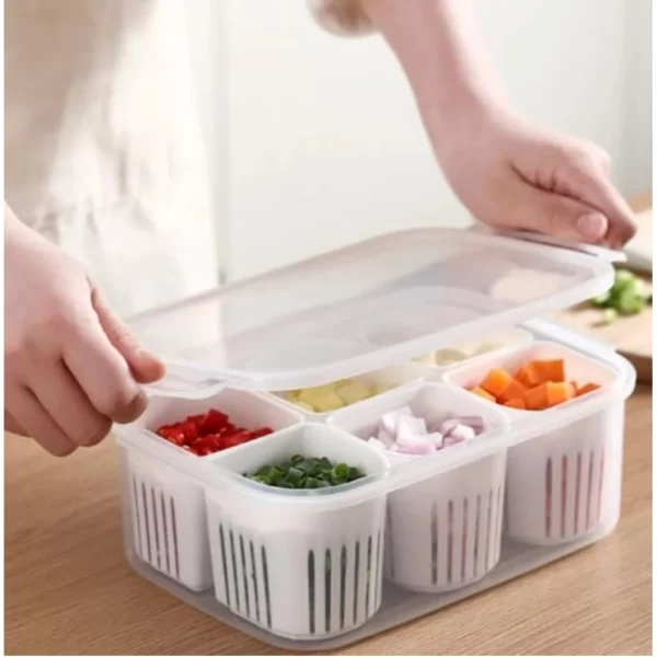 Generic Plastic Food Storage Box With Lid And 6 Compartments - Image 3